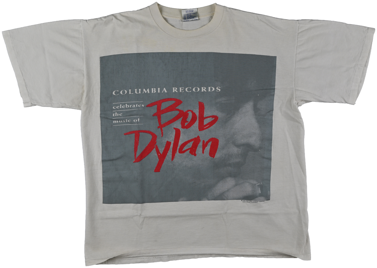 "30th anniversary" - MADISON SQUARE GARDEN, NYC - Bob Dylan white short sleeve t shirt w/ gray