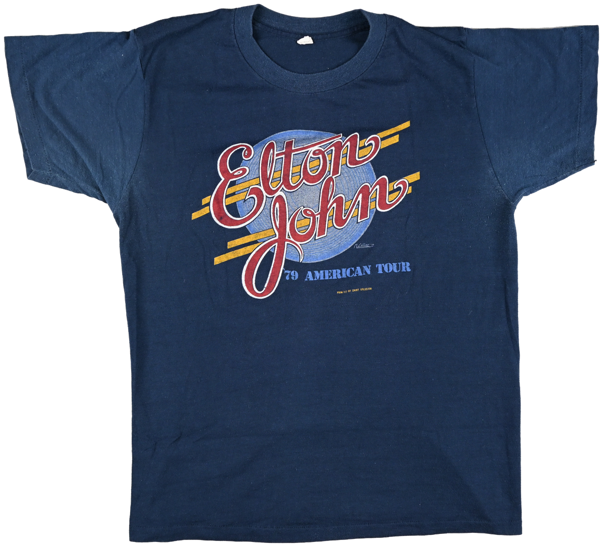 "American Tour" - NORTH AMERICA - Elton John navy blue t shirt w/ red font in front