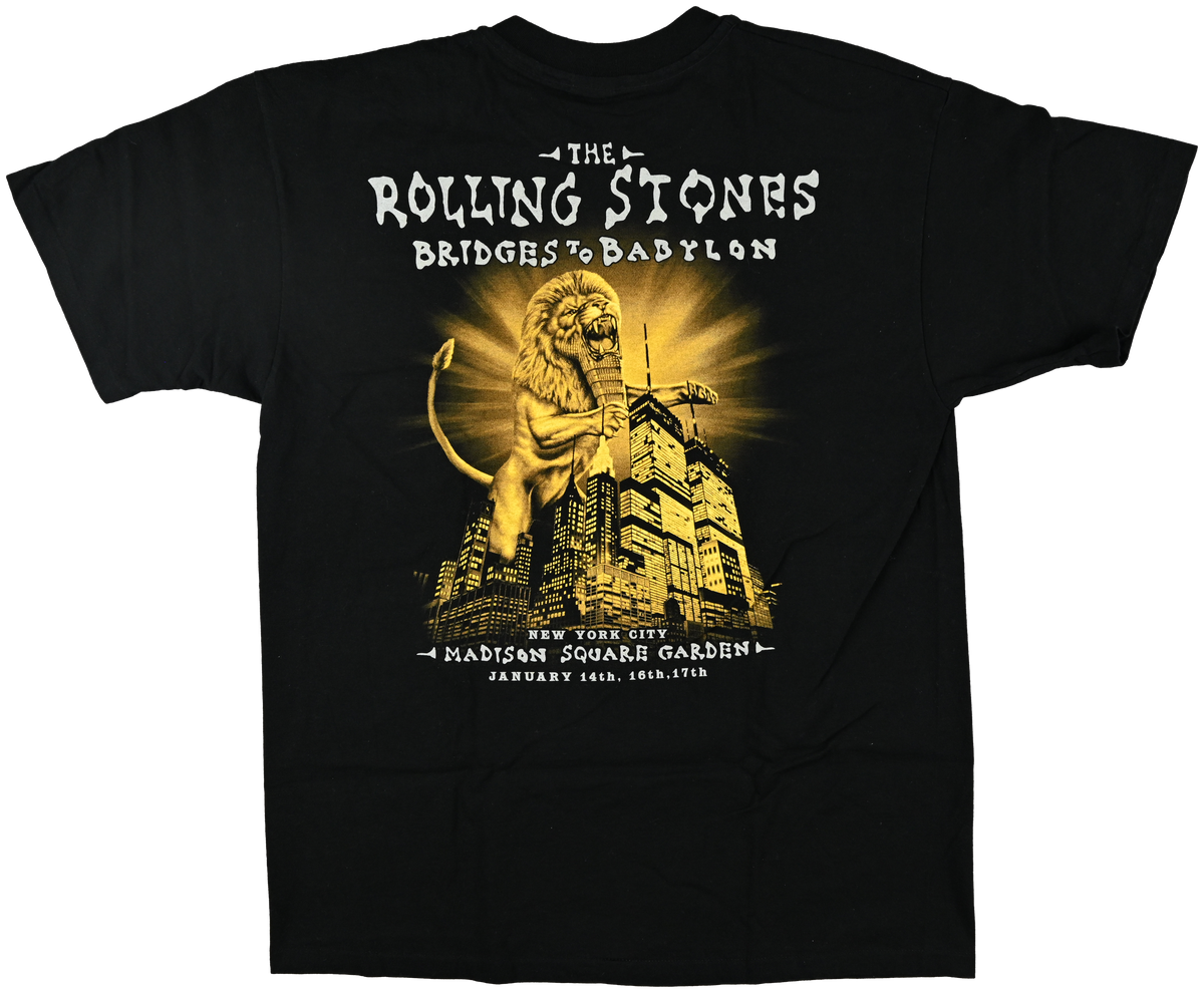 "Bridges to Babylon" - WORLD TOUR, (MADISON SQUARE GARDEN, NYC) - The Rolling Stones Gold lip t shirt