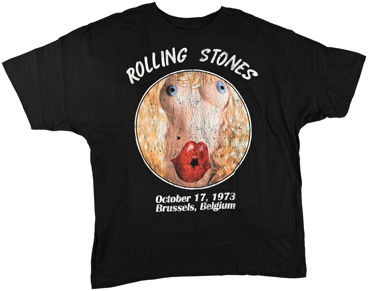 "Brussels Affair" - BRUSSELS, BELGIUM - The Rolling Stones naked lady w/ wig black short sleeve t shirt
