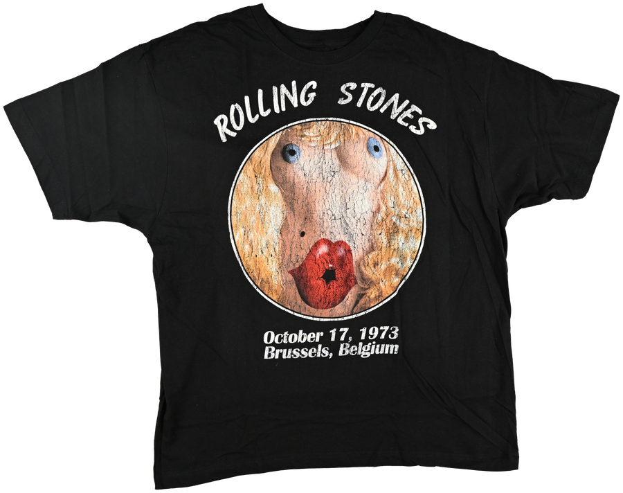"Brussels Affair" - BRUSSELS, BELGIUM - The Rolling Stones naked lady w/ wig black short sleeve t shirt