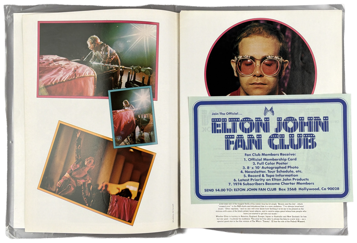Elton John Tour Program w/ Kiki Dee Insert