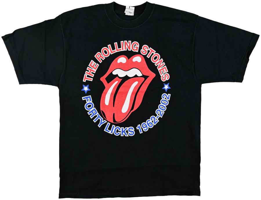 "Forty Licks" - WORLD TOUR - The Rolling Stones short black sleeve t shirt w/ 3 licks