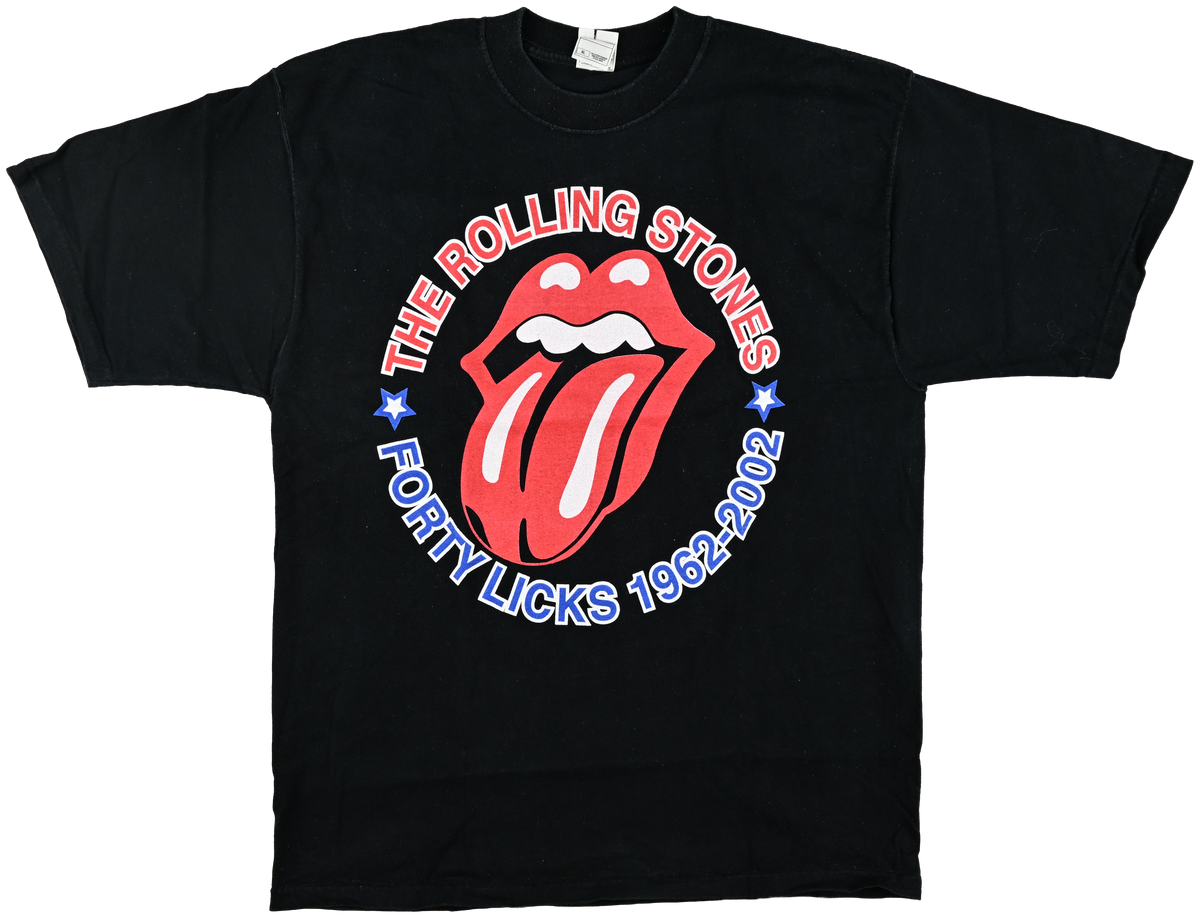 "Forty Licks" - WORLD TOUR - The Rolling Stones short black sleeve t shirt w/ 3 licks