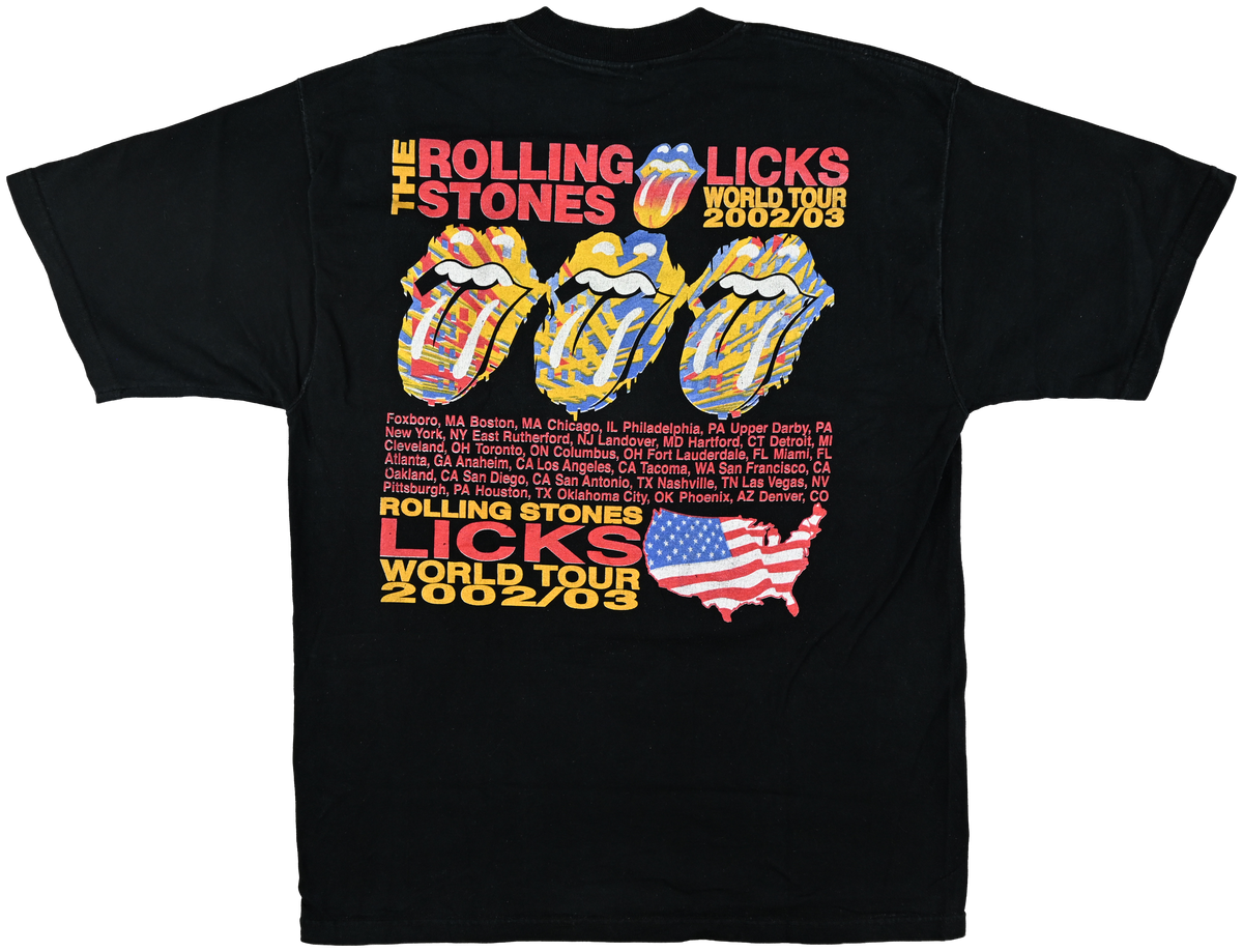 "Forty Licks" - WORLD TOUR - The Rolling Stones short black sleeve t shirt w/ 3 licks