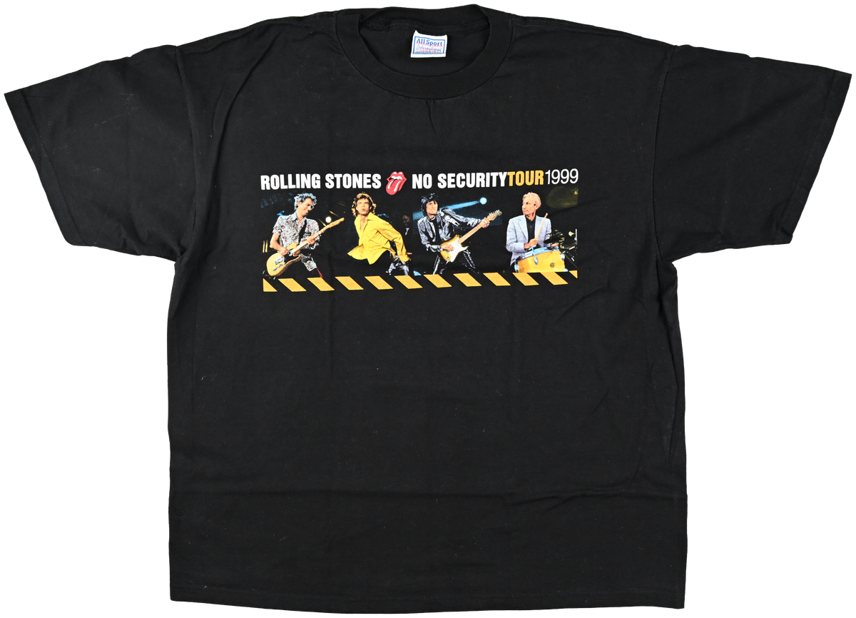 "No Security Tour" - NORTH AMERICA & EUROPE - The Rolling Stones Black short sleeve t shirt w/ rock band in front