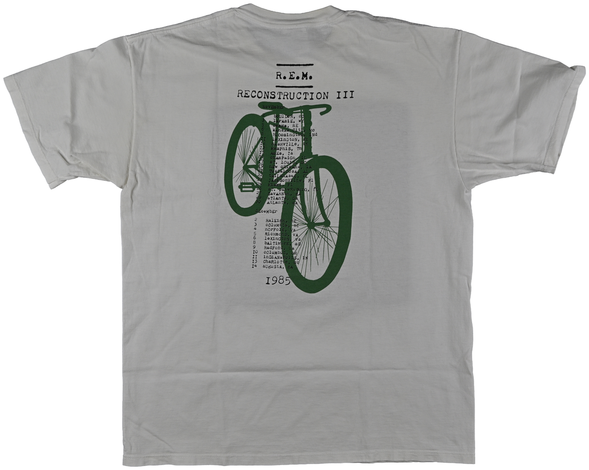 "Reconstruction III" - "40th anniversary" - Rem Monkey on bike white short sleeve t shirt