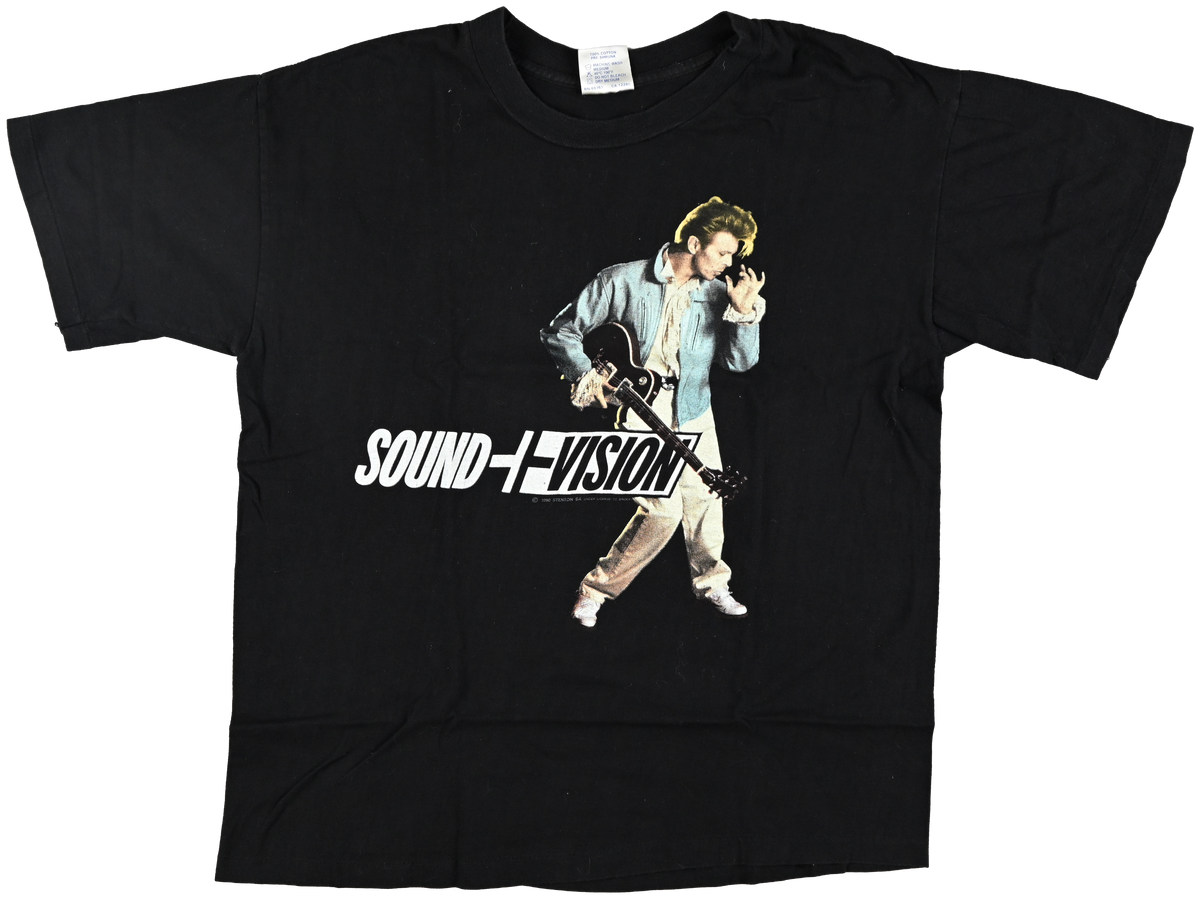 "SOUND I VISION" - WORLD TOUR - David Bowie Black short sleeve t shirt w/ guitar