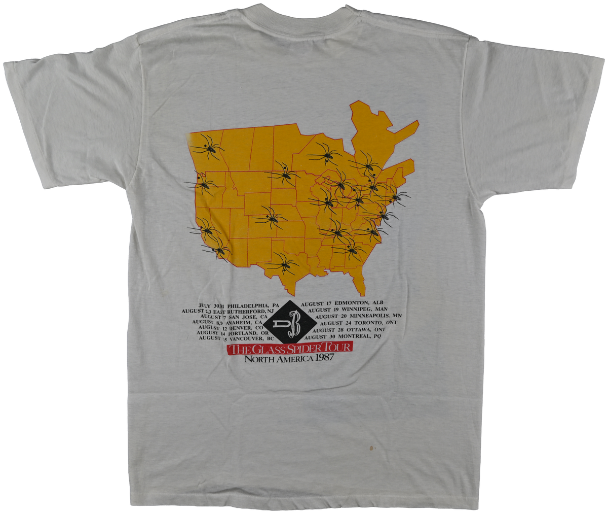 "The Glass Spider Tour" - WORLD TOUR - David Bowie white short sleeve t shirt w/ full body & face