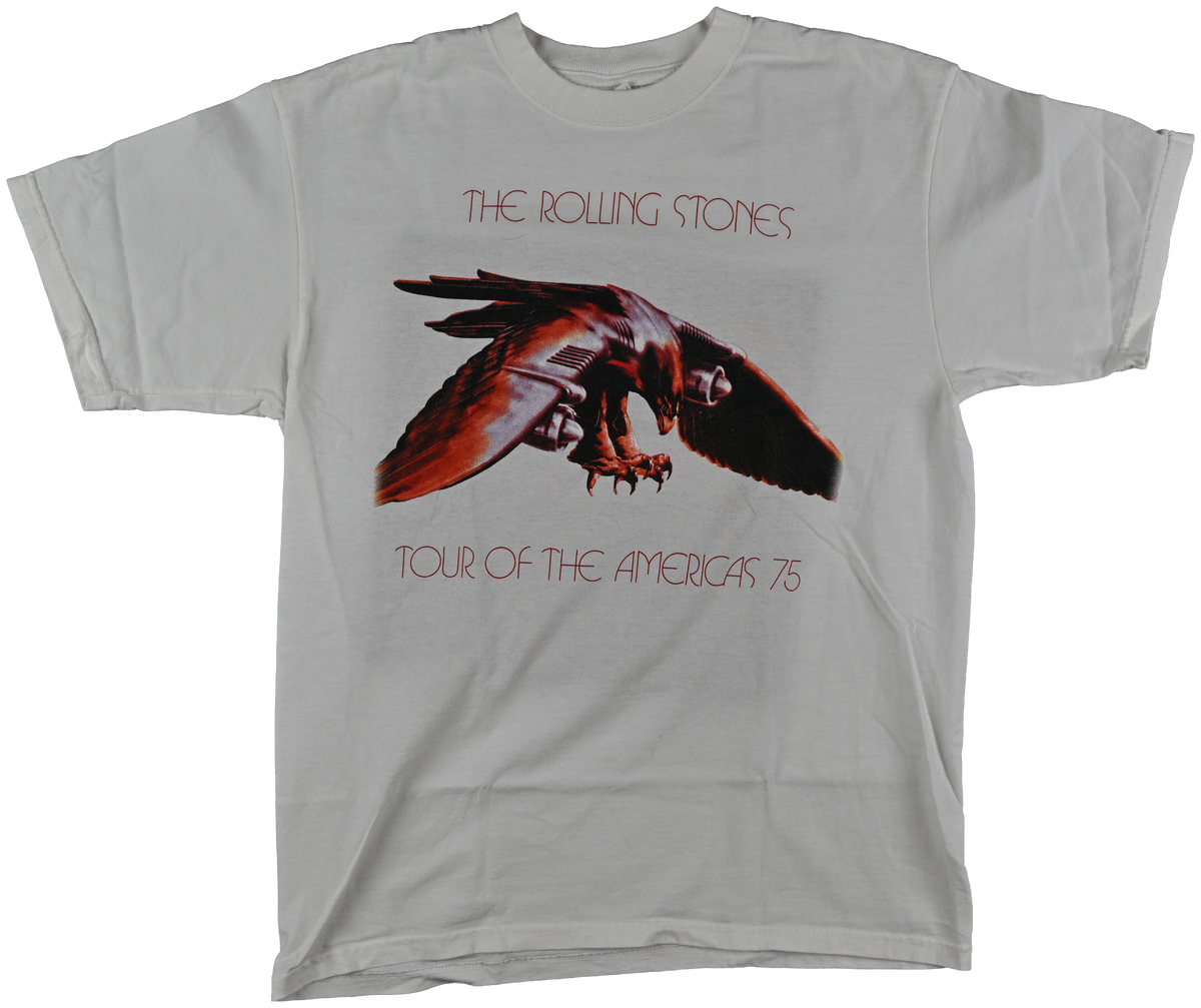 "Tour of the Americas 75" - WORLD TOUR - The Rolling Stones Eagle white short sleeve t shirt