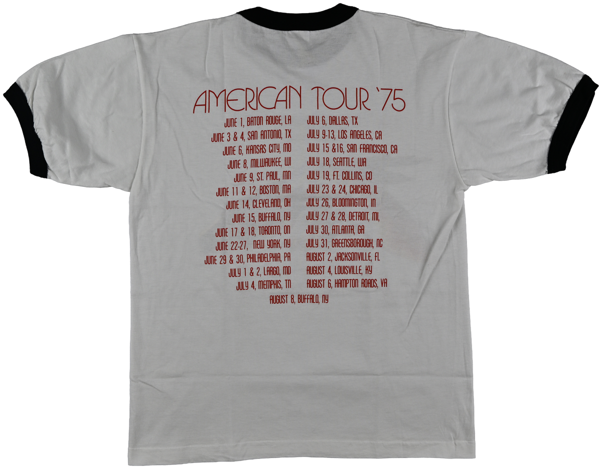 "Tour of the Americas 75" - WORLD TOUR - The Rolling Stones Eagle white short sleeve t shirt w/ black collar
