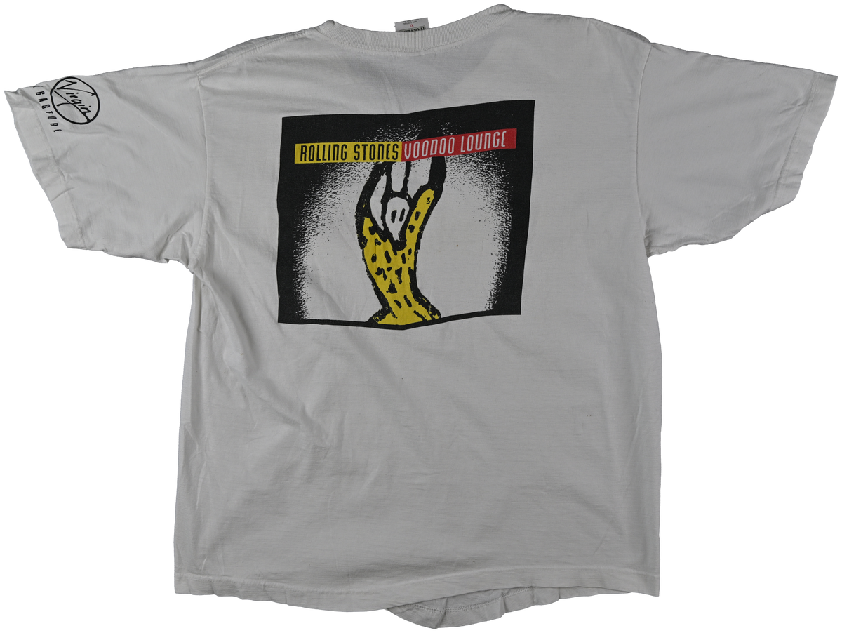 "Voodoo Lounge" - WORLD TOUR - The Rolling Stones short white sleeve t shirt w/ red and yellow (VL)